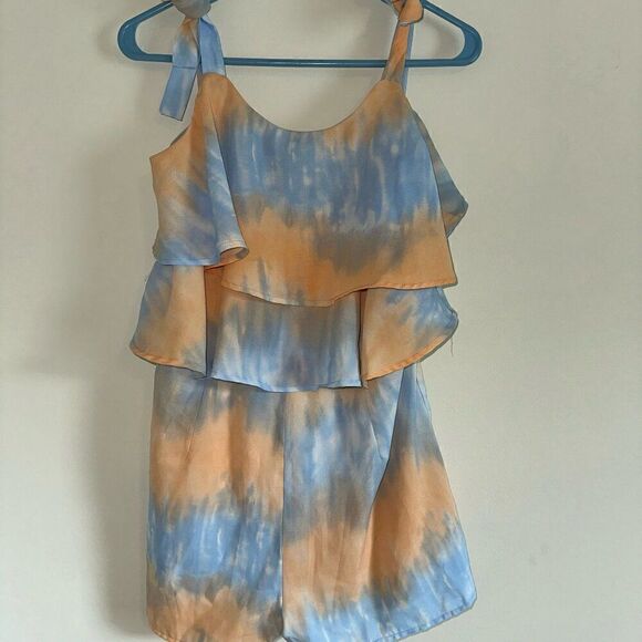 𝅺ENTRO EUC Entro Boutique romper tie dye peach SIZE M - Picture 1 of 2